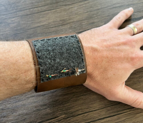 Leather Fly Patch Wrist Band Bracelet Large